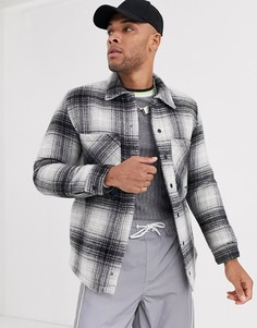 Серая куртка в клетку Bershka-Серый