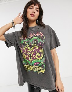 Серая футболка с принтом \Def Leppard\" Bershka-Серый