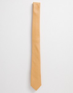 Узкий фактурный галстук горчичного цвета ASOS DESIGN-Желтый
