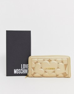 Большой кошелек из искусственной кожи с тиснением на молнии Love Moschino-Золотой