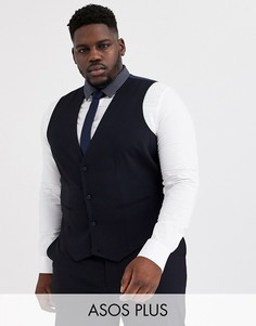 Темно-синий приталенный жилет ASOS DESIGN Plus