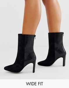 Черные ботильоны на высоком каблуке для широкой стопы ASOS DESIGN Eleanor-Черный
