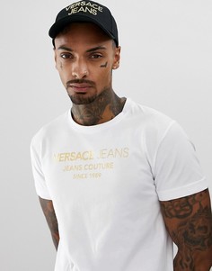 Белая футболка с логотипом на груди Versace Jeans-Белый