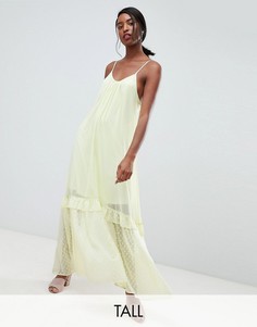 Шифоновое платье макси на бретельках Vero Moda Tall-Желтый