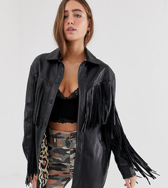 Черная куртка с длинной бахромой Bershka-Черный