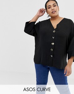 Топ на пуговицах ASOS DESIGN Curve-Зеленый