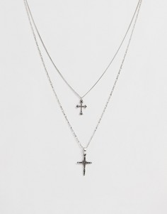 Ярусное ожерелье Reclaimed Vintage inspired эксклюзивно ASOS-Серебряный