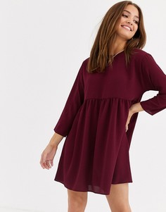 Свободное платье мини с длинными рукавами ASOS DESIGN-Красный