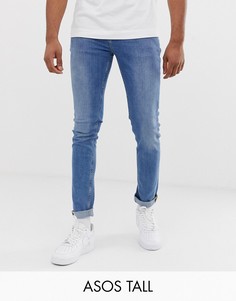 Синие выбеленные облегающие джинсы ASOS DESIGN Tall-Синий