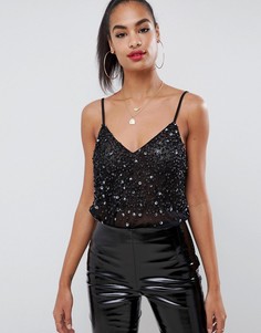 Боди с пайетками ASOS DESIGN-Черный
