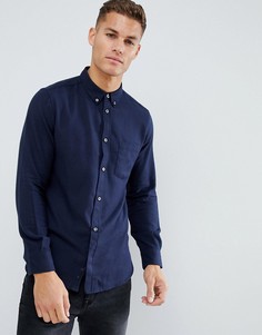 Однотонная фланелевая рубашка French Connection-Темно-синий