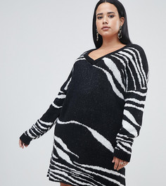 Черно-белое платье-джемпер в полоску эксклюзивно для Missguided Plus-Мульти