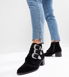 Черные замшевые ботильоны с пряжками ASOS RELIEVE-Черный