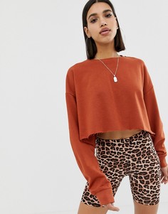 Укороченный oversize-свитшот табачного цвета ASOS DESIGN-Коричневый