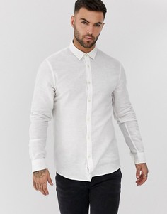 Белая льняная рубашка классического кроя Only & Sons-Белый