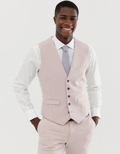 Розовый свадебный приталенный жилет Burton Menswear