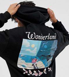 Oversize-худи черного цвета с принтом \Disney Alice In Wonderland\" Crooked Tongues-Черный
