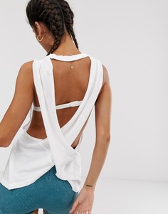 Топ с перекрестной отделкой на спине Free People Movement No Sweat-Белый
