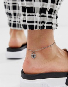 Серебристый браслет на ногу с подвеской ASOS DESIGN-Серебряный