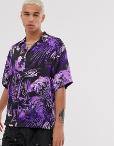 Фиолетовая рубашка с короткими рукавами и отложным воротником Jaded London-Фиолетовый