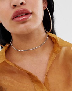 Серебристое ожерелье со стразами ASOS DESIGN-Серебряный
