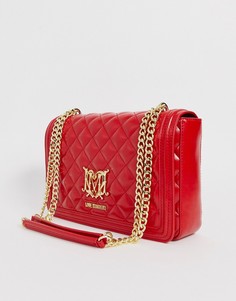 Красная стеганая сумка на плечо с ремешком-цепочкой Love Moschino-Красный
