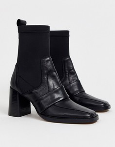 Черные ботильоны из премиум-кожи в стиле лоферов ASOS DESIGN Rhodes-Черный
