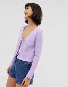 Фиолетовый трикотажный кардиган в рубчик Monki