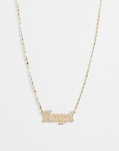 Золотистое ожерелье с подвеской в виде надписи ASOS DESIGN-Золотой