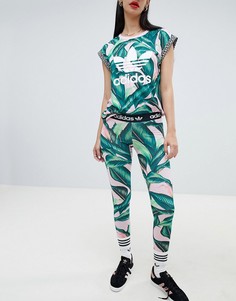 Леггинсы с логотипом и пальмовым принтом adidas Originals X Farm-Мульти