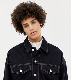 Темно-синяя джинсовая куртка с контрастной строчкой Noak-Темно-синий