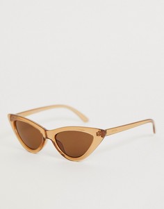 Солнцезащитные очки \кошачий глаз\" в прозрачной коричневой оправе Monki-Коричневый
