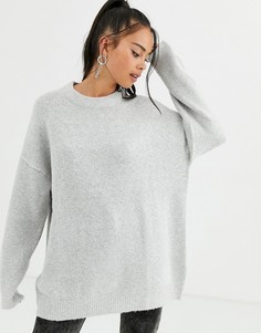 Светло-серый oversize-джемпер с круглым вырезом Bershka
