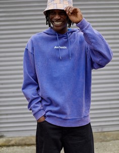 Oversize-худи выбеленного фиолетового цвета с принтом ASOS DESIGN-Фиолетовый