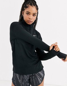 Черный лонгслив с короткой молнией Nike Running element