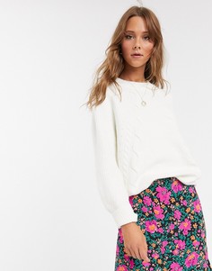 Белый джемпер вязки косами Topshop