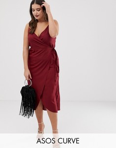 Платье макси с запахом ASOS DESIGN Curve-Красный