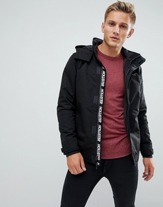 Черная парка с капюшоном и логотипом Hollister-Черный
