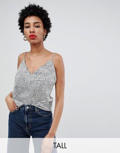 Атласный топ на бретельках в горошек Glamorous Tall-Белый
