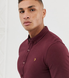 Бордовая приталенная рубашка из пике Farah Kompis эксклюзивно для ASOS-Красный