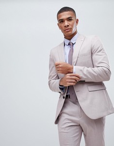 Фактурный приталенный пиджак розового цвета Burton Menswear-Розовый