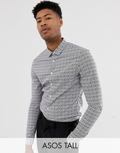 Рубашка скинни с цветочным принтом ASOS DESIGN Tall-Синий