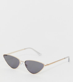 Эксклюзивные солнцезащитные очки \кошачий глаз\" с золотистой тонкой оправой и черными стеклами South Beach-Золотой