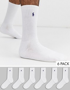 Набор белых носков Polo Ralph Lauren - 6 пар-Белый