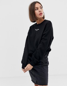 Свитшот из органического хлопка с принтом на груди Cheap Monday-Черный