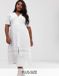 Платье макси с кружевными вставками Fashion Union Plus-Белый