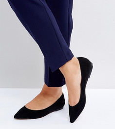 Остроносые балетки для широкой стопы ASOS DESIGN-Черный