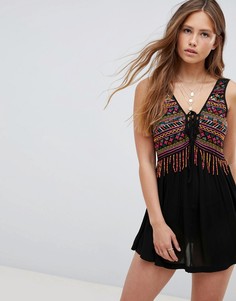 Пляжное платье со шнуровкой и декоративной отделкой ASOS DESIGN-Мульти