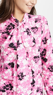 No. 21 Floral Midi Long Sleeve Dress with Tie