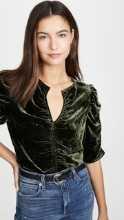 FRAME Shirred Keyhole Top